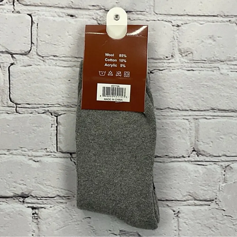 Max Adams Lamb Wool Socks Men's Size 10-13 Black Gray Argyle 2 Pair Casual Comfy
